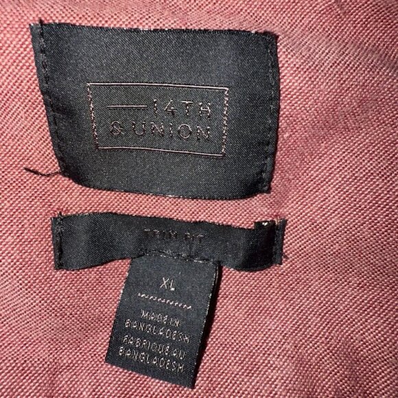 14 & Union Breton Red Long Sleeve Button Up Shirt, size XLG - Picture 3 of 4